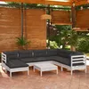 Image de Vidaxl Salon De Jardin 8 Pcs Avec Coussins Blanc Bois De Pin Massif