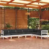 Image de Vidaxl Salon De Jardin 7 Pcs Avec Coussins Blanc Bois De Pin Massif