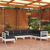 Image de Vidaxl Salon De Jardin 7 Pcs Avec Coussins Blanc Bois De Pin Massif