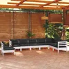 Image de Vidaxl Salon De Jardin 8 Pcs Avec Coussins Blanc Bois De Pin Massif