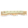 Image de Vidaxl Salon De Jardin 9 Pcs Avec Coussins CrÃ¨me Bois De Pin Solide