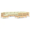 Image de Vidaxl Salon De Jardin 10 Pcs Avec Coussins CrÃ¨me Bois De Pin Solide