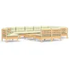 Image de Vidaxl Salon De Jardin 11 Pcs Avec Coussins CrÃ¨me Bois De Pin Solide