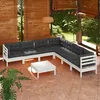 Image de Vidaxl Salon De Jardin 8 Pcs Avec Coussins Blanc Bois De Pin Massif