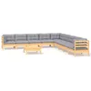 Image de Vidaxl Salon De Jardin 10 Pcs Avec Coussins Gris Bois De Pin Solide