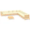 Image de Vidaxl Salon De Jardin 10 Pcs Avec Coussins CrÃ¨me Bois De Pin Solide