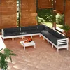 Image de Vidaxl Salon De Jardin 10 Pcs Avec Coussins Blanc Bois De Pin Massif
