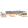 Image de Vidaxl Salon De Jardin 10 Pcs Avec Coussins Gris Bois De Pin Solide