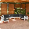 Image de Vidaxl Salon De Jardin 10 Pcs Avec Coussins Blanc Bois De Pin Massif