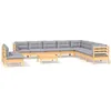 Image de Vidaxl Salon De Jardin 11 Pcs Avec Coussins Gris Bois De Pin Solide