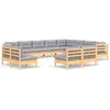 Image de Vidaxl Salon De Jardin 12 Pcs Avec Coussins Gris Bois De Pin Solide