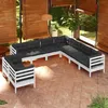Image de Vidaxl Salon De Jardin 9 Pcs Avec Coussins Blanc Bois De Pin Massif