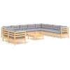 Image de Vidaxl Salon De Jardin 11 Pcs Avec Coussins Gris Bois De Pin Solide