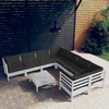 Image de Vidaxl Salon De Jardin 9 Pcs Avec Coussins Blanc Bois De Pin
