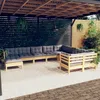 Image de Vidaxl Salon De Jardin 10 Pcs Avec Coussins Gris Bois De Pin