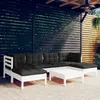 Image de Vidaxl Salon De Jardin 7 Pcs Avec Coussins Blanc Bois De Pin