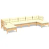 Image de Vidaxl Salon De Jardin 7 Pcs Avec Coussins CrÃ¨me Bois De Pin