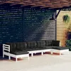 Image de Vidaxl Salon De Jardin 7 Pcs Avec Coussins Blanc Bois De Pin