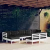 Image de Vidaxl Salon De Jardin 9 Pcs Avec Coussins Blanc Bois De Pin