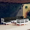 Image de Vidaxl Salon De Jardin 10 Pcs Avec Coussins Blanc Bois De Pin Massif