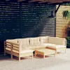 Image de Vidaxl Salon De Jardin 7 Pcs Avec Coussins CrÃ¨me Bois De Pin Massif