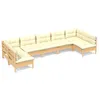 Image de Vidaxl Salon De Jardin 7 Pcs Avec Coussins CrÃ¨me Bois De Pin Massif