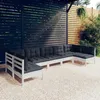 Image de Vidaxl Salon De Jardin 7 Pcs Avec Coussins Blanc Bois De Pin Massif