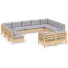 Image de Vidaxl Salon De Jardin 11 Pcs Avec Coussins Gris Bois De Pin Solide