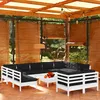 Image de Vidaxl Salon De Jardin 12 Pcs Avec Coussins Blanc Bois De Pin Solide