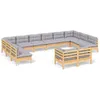 Image de Vidaxl Salon De Jardin 12 Pcs Avec Coussins Gris Bois De Pin Massif