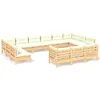 Image de Vidaxl Salon De Jardin 13 Pcs Avec Coussins CrÃ¨me Bois De Pin