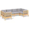 Image de Vidaxl Salon De Jardin 6 Pcs Avec Coussins Gris Bois De Pin