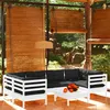 Image de Vidaxl Salon De Jardin 7 Pcs Avec Coussins Blanc Bois De Pin