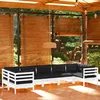 Image de Vidaxl Salon De Jardin 7 Pcs Avec Coussins Blanc Bois De Pin