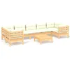 Image de Vidaxl Salon De Jardin 8 Pcs Avec Coussins CrÃ¨me Bois De Pin