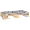 Image de Vidaxl Salon De Jardin 11 Pcs Avec Coussins Gris Bois De Pin