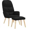 Image de Vidaxl Chaise De Relaxation Avec Tabouret Noir Tissu