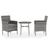 Image de Vidaxl Ensemble De Salle Ã Manger De Jardin 3 Pcs RÃ©sine TressÃ©e Gris