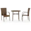 Image de Vidaxl Ensemble De Salle Ã Manger De Jardin 3pcs RÃ©sine TressÃ©e Marron