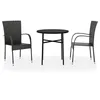 Image de Vidaxl Mobilier Ã DÃ®ner De Jardin 3 Pcs RÃ©sine TressÃ©e Noir