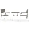 Image de Vidaxl Ensemble De Salle Ã Manger De Jardin 3 Pcs RÃ©sine TressÃ©e Gris