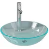 Image de vidaXL Lavabo de bain avec robinet et drain Ã  poussoir Verre trempÃ©