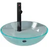Image de vidaXL Lavabo de bain avec robinet et drain Ã  poussoir Verre trempÃ©