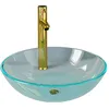 Image de vidaXL Lavabo de bain avec robinet et drain Ã  poussoir Verre trempÃ©