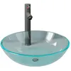 Image de vidaXL Lavabo de bain avec robinet et drain Ã  poussoir Verre trempÃ©