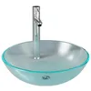 Image de vidaXL Lavabo de bain avec robinet et drain Ã  poussoir Verre trempÃ©