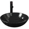 Image de vidaXL Lavabo de bain avec robinet et drain Ã  poussoir Verre trempÃ©