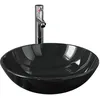 Image de vidaXL Lavabo de bain avec robinet et drain Ã  poussoir Verre trempÃ©