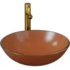 Image de vidaXL Lavabo de bain avec robinet et drain Ã  poussoir Verre trempÃ©