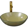 Image de vidaXL Lavabo de bain avec robinet et drain Ã  poussoir Verre trempÃ©